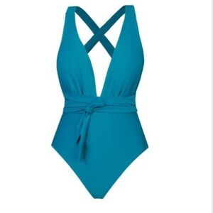 Criss Cross Wrap Plunge One-Piece Swimsuit For Women Backless Monokini Swimwear